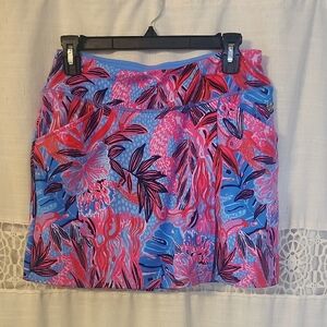 Vibrant Pink and Blue Floral Skort